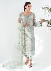 Laam Sea Green Heavy Embroidered Organza Untitched Suit